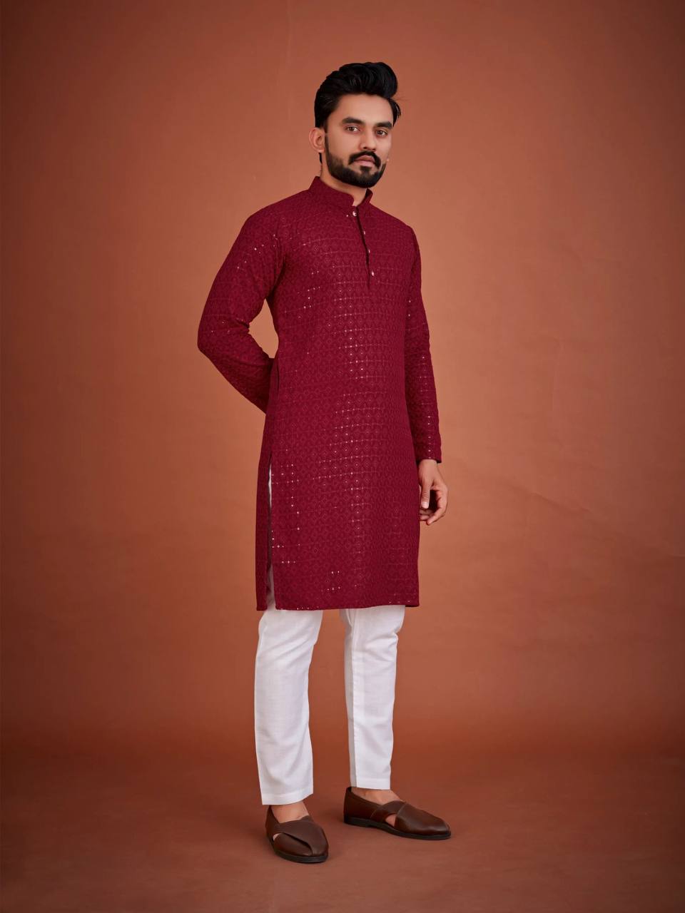 LAKHNAWI WORK KURTA FOR MEN'S