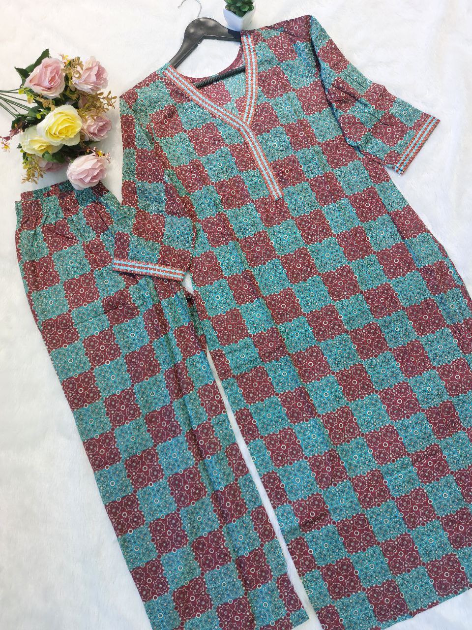 Designer fine cotton co-ord set
