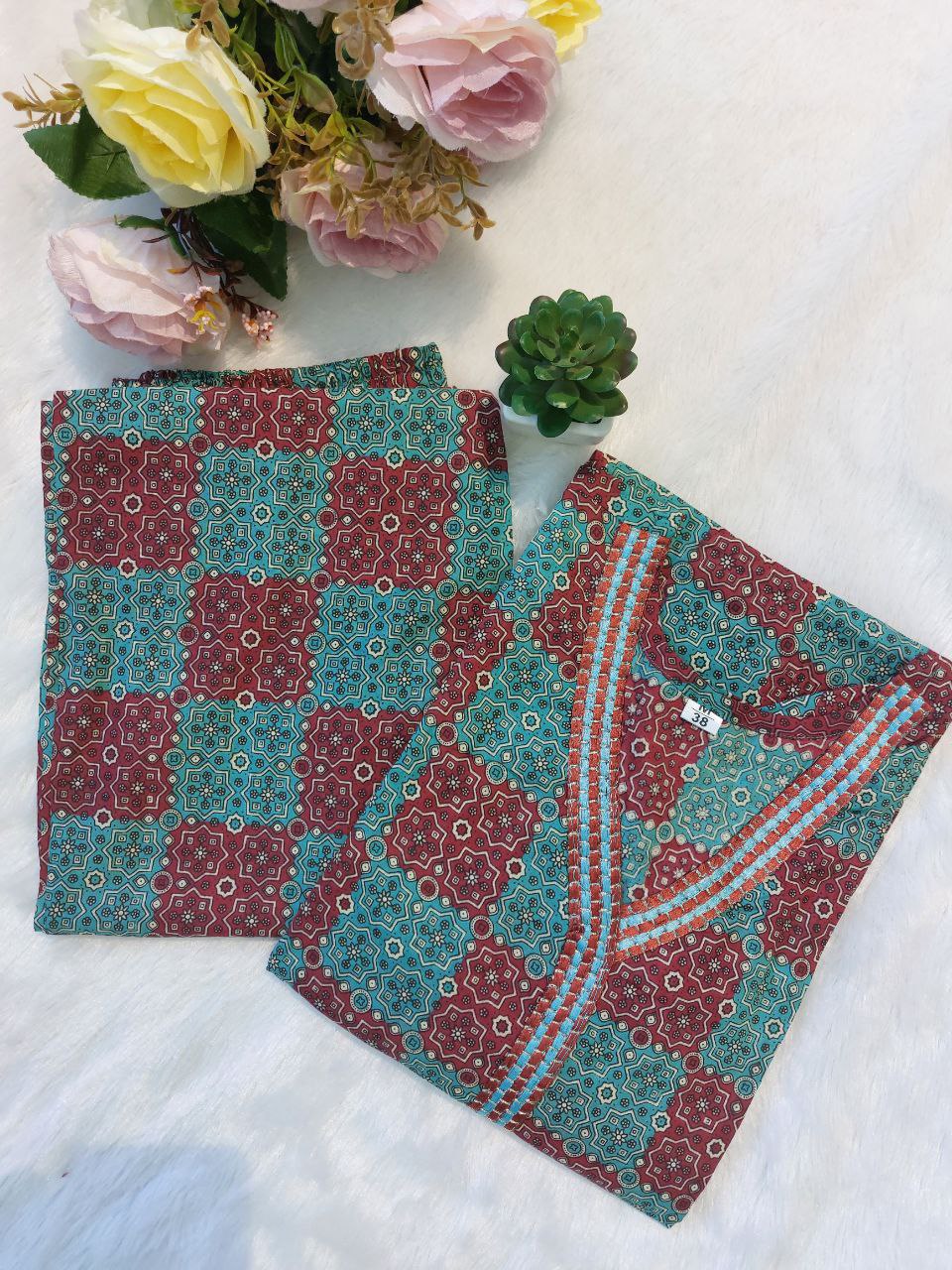 Designer fine cotton co-ord set