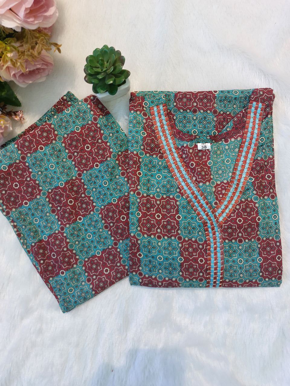 Designer fine cotton co-ord set