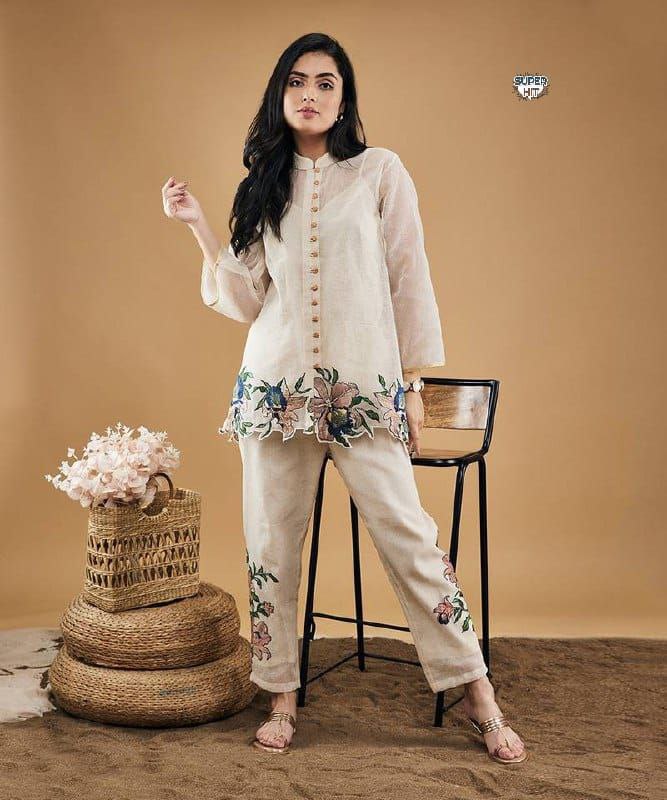 Embroidery top and palazzo Co-Ord set