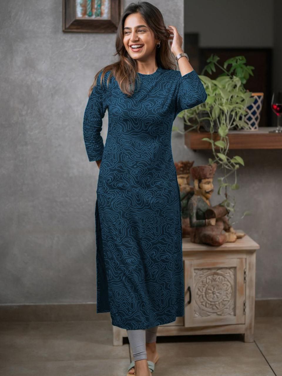 Cotton Printed Kurti with Back Zip | Sizes S-3XL |