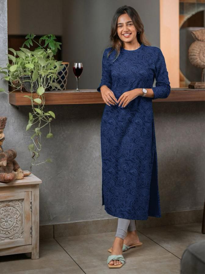 Cotton Printed Kurti with Back Zip | Sizes S-3XL |