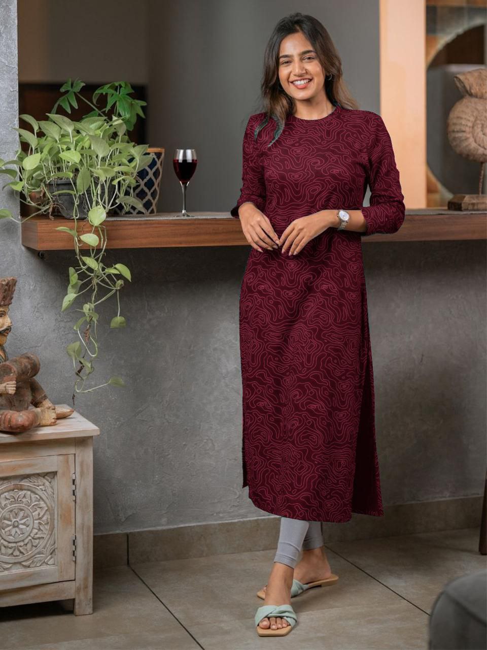 Cotton Printed Kurti with Back Zip | Sizes S-3XL |