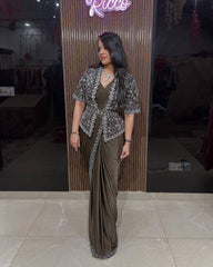 READY TO WEAR STAR GEORGETTE SEQUENCE WORK SAREE