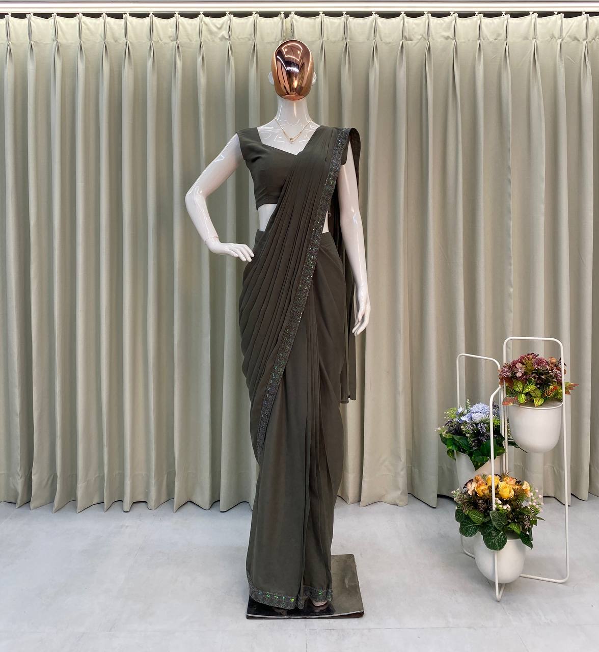 READY TO WEAR STAR GEORGETTE SEQUENCE WORK SAREE
