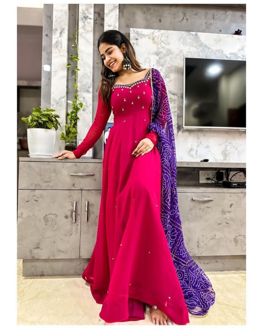 Georgette Anrkali dress