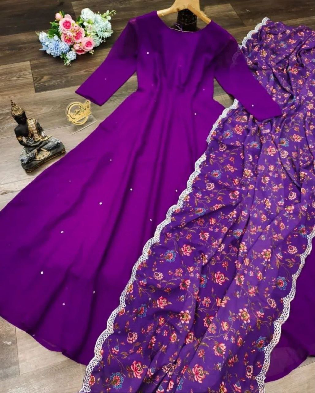Maxi Dress with  Embroidery Dupatta