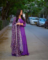Maxi Dress with  Embroidery Dupatta