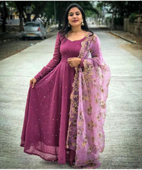 Maxi Dress with  Embroidery Dupatta