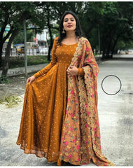 Maxi Dress with  Embroidery Dupatta