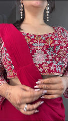 Georgette Ruffle Ready To Wear Saree