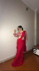 Georgette Ruffle Ready To Wear Saree