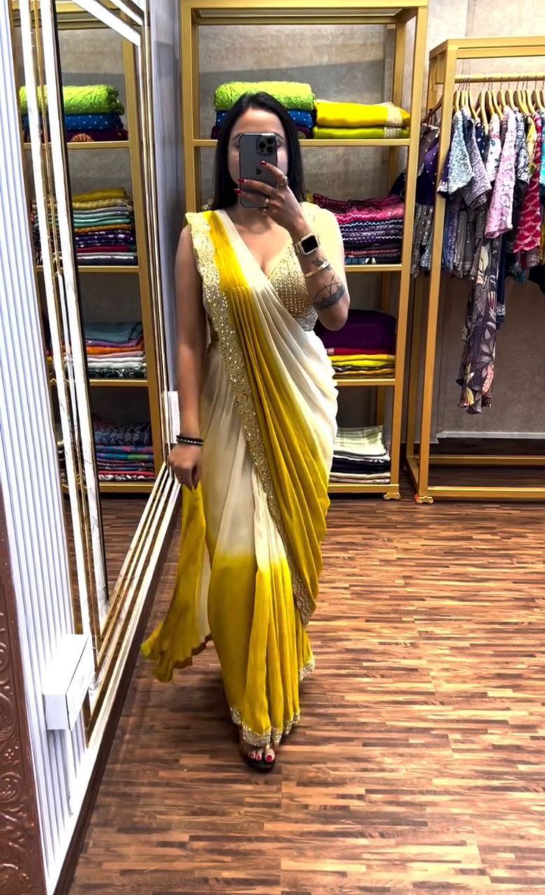 Ready To Wear Saree With Real Mirror Work