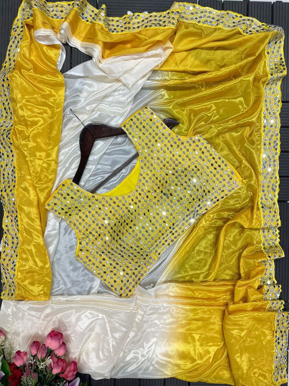Ready To Wear Saree With Real Mirror Work