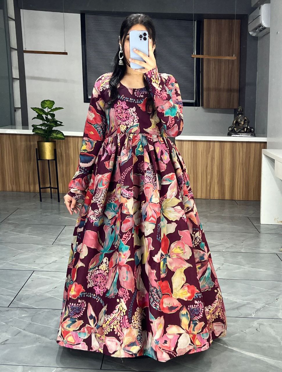 Pure Viscose Chanderi Gown