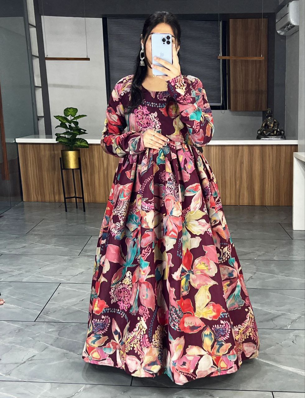Pure Viscose Chanderi Gown