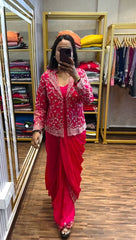 Chinnon Silk Jacket Drape Ready To Wear Saree