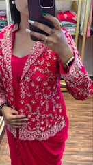 Chinnon Silk Jacket Drape Ready To Wear Saree