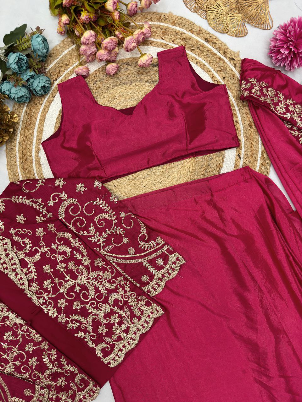 Chinnon Silk Jacket Drape Ready To Wear Saree