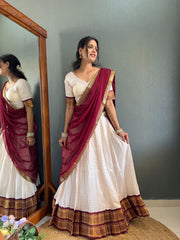 Paithani artistry on Cotton Silk Lehenga