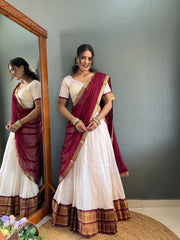 Paithani artistry on Cotton Silk Lehenga