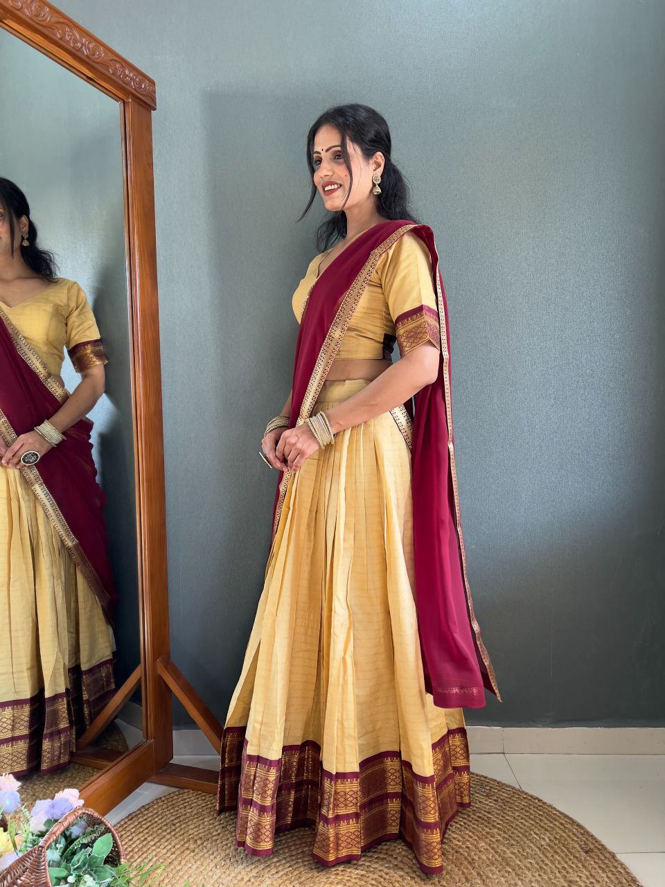 Paithani artistry on Cotton Silk Lehenga