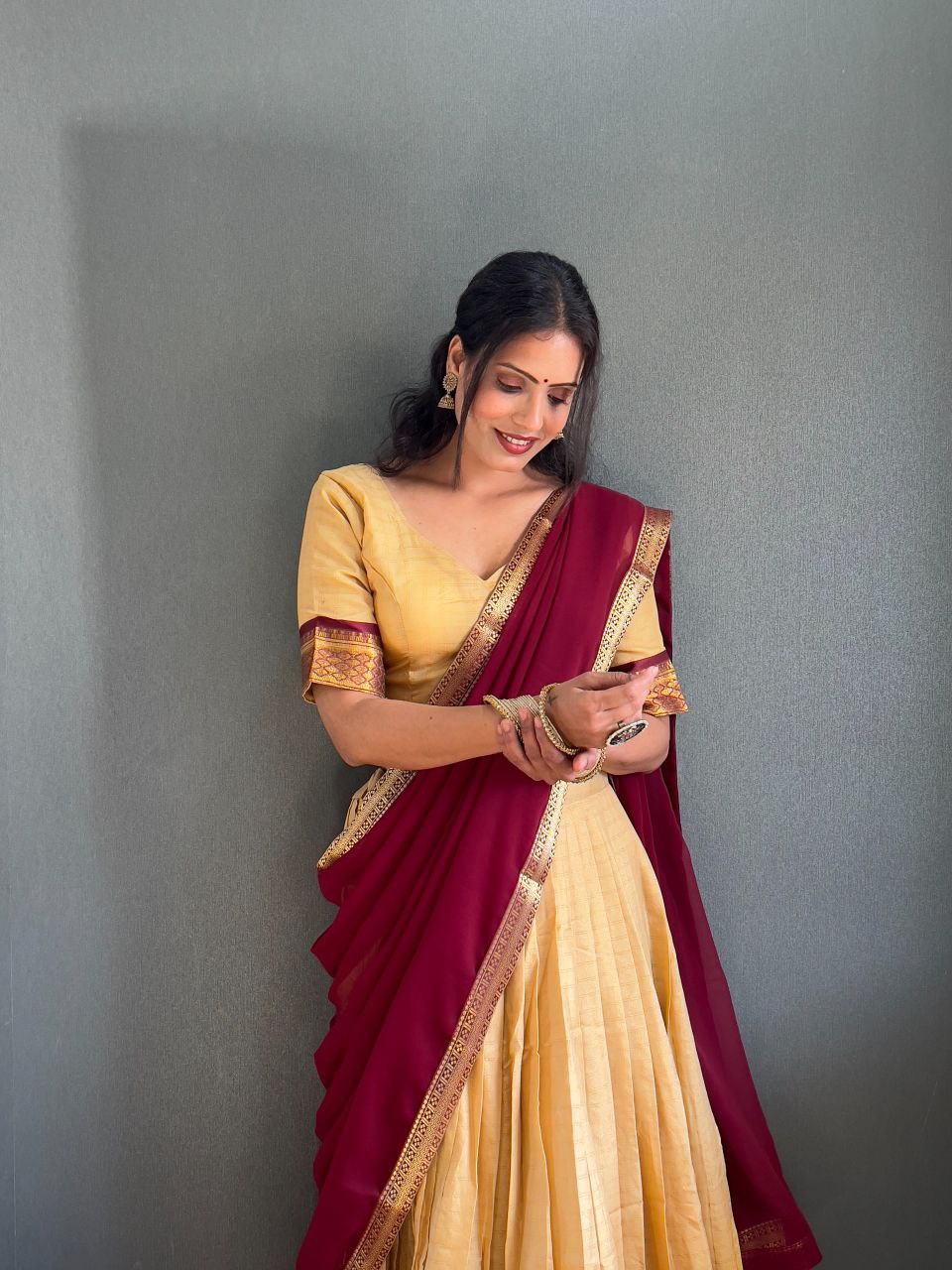 Paithani artistry on Cotton Silk Lehenga