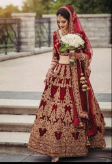 Velvet Semi-stitched Lehenga Choli