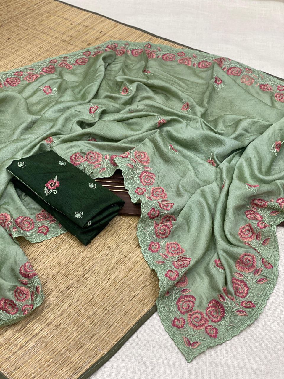 Soft shimmer silk saree