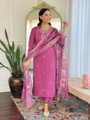 PURE VISCOSE CHANDERI WITH SEQUENCE CODING EMBROIDERY WORK