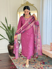 PURE VISCOSE CHANDERI WITH SEQUENCE CODING EMBROIDERY WORK
