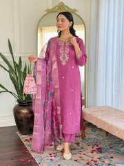 PURE VISCOSE CHANDERI WITH SEQUENCE CODING EMBROIDERY WORK