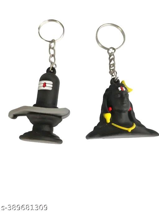 Lord Shiva &amp; Adiyogi Mahadev Black Rubber Keychain &amp; Keyring