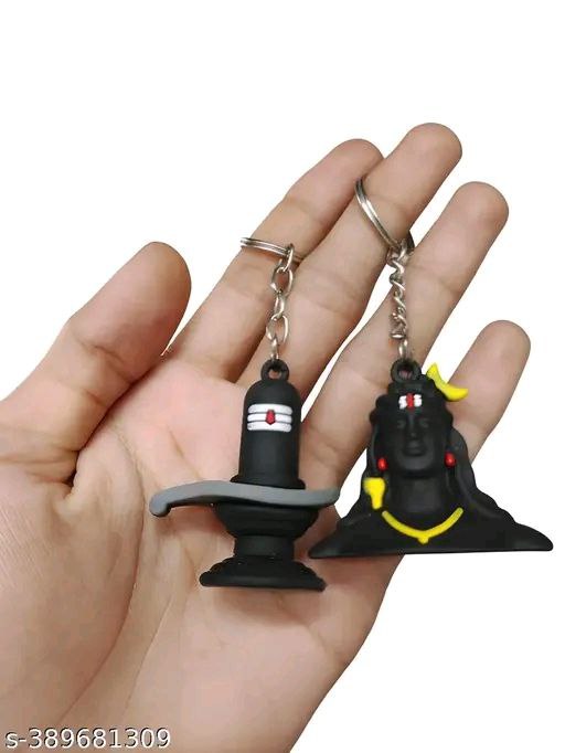 Lord Shiva &amp; Adiyogi Mahadev Black Rubber Keychain &amp; Keyring