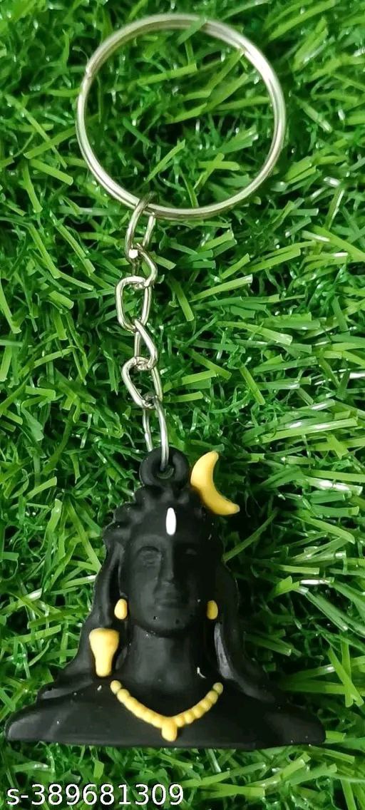 Lord Shiva &amp; Adiyogi Mahadev Black Rubber Keychain &amp; Keyring