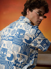 Men’s Fancy Printed Cuban Collar Shirt | Stylish Rayon Casual Shirt for Men Malaysia | Summer Beachwear | Trendy Short Sleeve Shirt