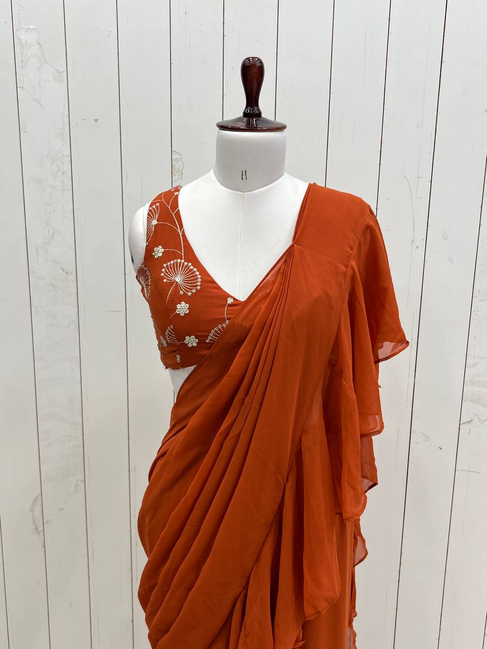 Luxury Ready to Wear Sharara Saree Malaysia | Premium Fox Georgette Wedding Saree with Stitched Blouse | Party Wear & Festive Collection