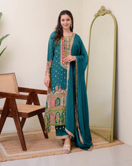 Designer Wear Jaipur Trending Kurti Set with Palazzo & Dupatta | Mirror Work Embroidered Plus Size Ethnic Outfit | Ready to Wear S–11XL