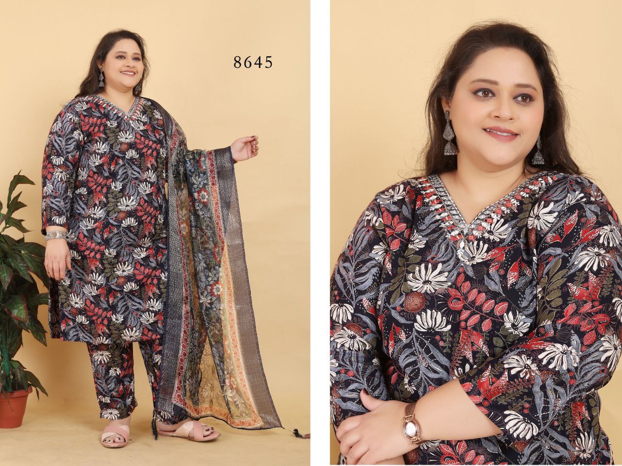 Premium Riyon Handwork Kurti Pant Dupatta Set | Plus Size 7XL–10XL | Partywear & Casual Wear Women Outfit