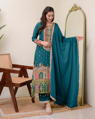 Designer Wear Jaipur Trending Kurti Set with Palazzo & Dupatta | Mirror Work Embroidered Plus Size Ethnic Outfit | Ready to Wear S–11XL