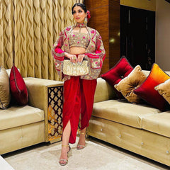 Designer Satin Silk Koti Set with Fancy Sleeve, Real Mirror Work, Choli & Patiala | Embroidery Ethnic Wear