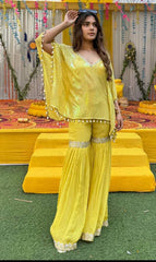 Luxury Kaftan Sharara Set Malaysia | Heavy Faux Georgette with 3mm Sequins Embroidery | Party Wear & Wedding Collection
