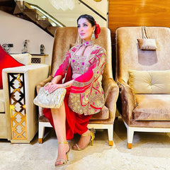 Designer Satin Silk Koti Set with Fancy Sleeve, Real Mirror Work, Choli & Patiala | Embroidery Ethnic Wear