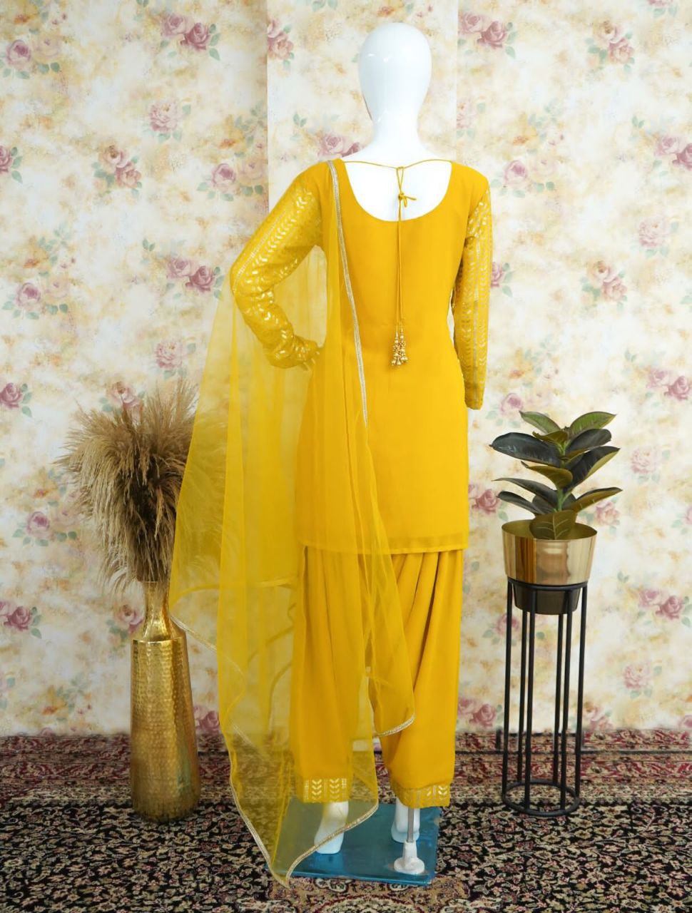 Trendy Georgette Patiyala Suit Set  | Designer Embroidery Sequins Work | Ready to Wear Women’s Ethnic Wear