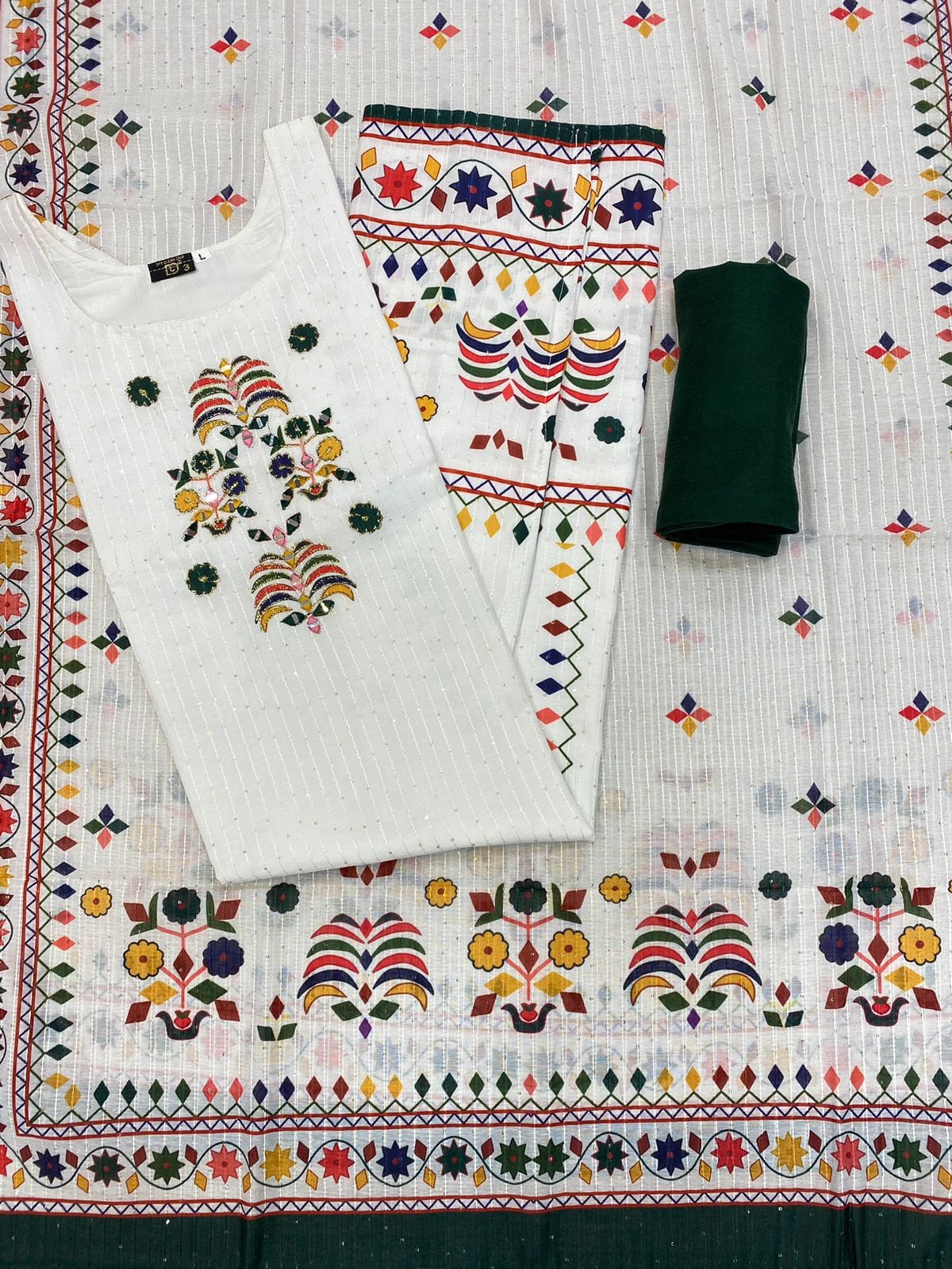New Digital Print Kurti Set Malaysia | Maslin Kurta Pant Dupatta with Handwork & Sequence Work | Plus Size Available
