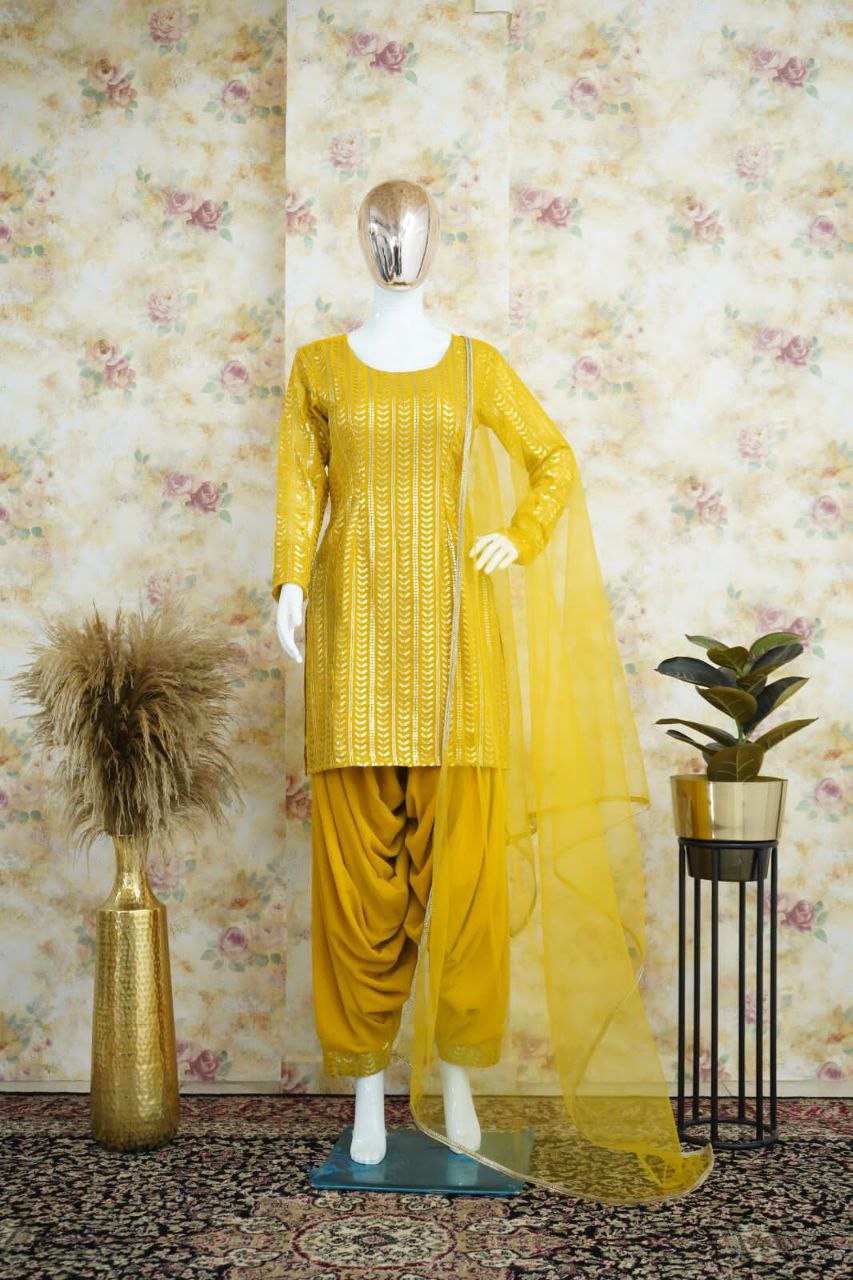 Trendy Georgette Patiyala Suit Set  | Designer Embroidery Sequins Work | Ready to Wear Women’s Ethnic Wear