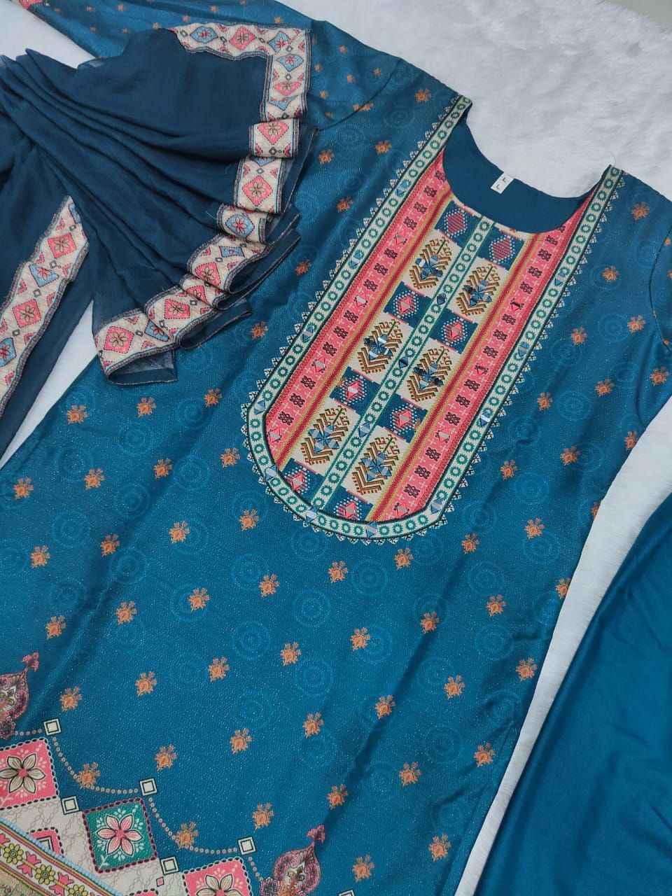 Designer Wear Jaipur Trending Kurti Set with Palazzo & Dupatta | Mirror Work Embroidered Plus Size Ethnic Outfit | Ready to Wear S–11XL