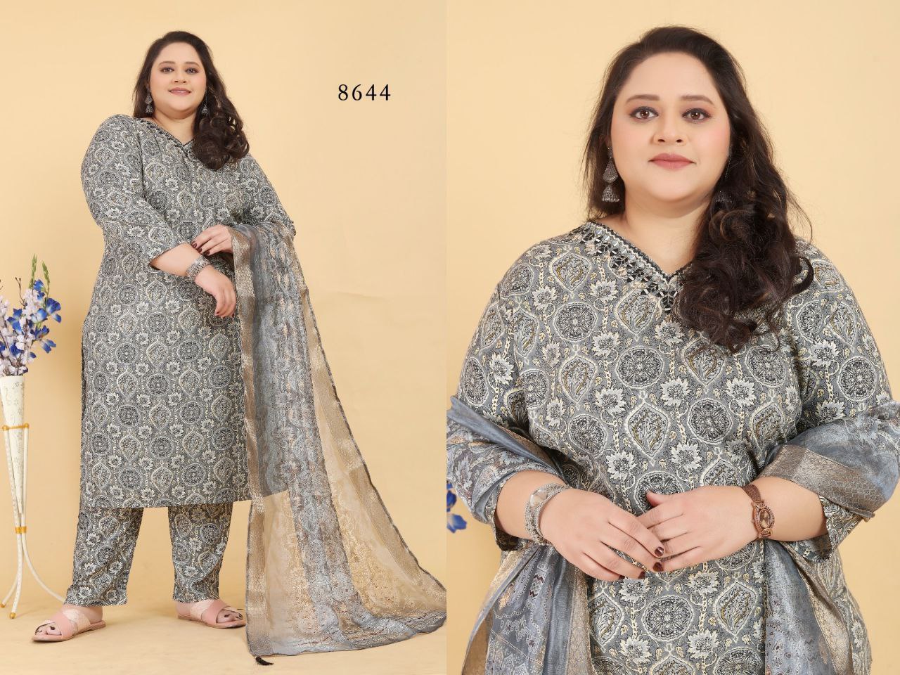 Premium Riyon Handwork Kurti Pant Dupatta Set | Plus Size 7XL–10XL | Partywear & Casual Wear Women Outfit