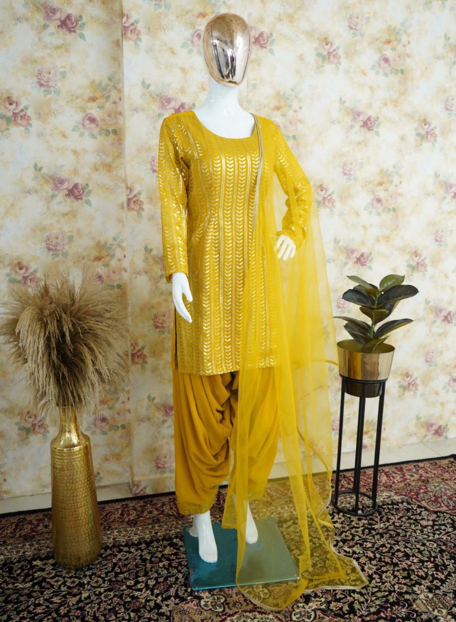 Trendy Georgette Patiyala Suit Set  | Designer Embroidery Sequins Work | Ready to Wear Women’s Ethnic Wear